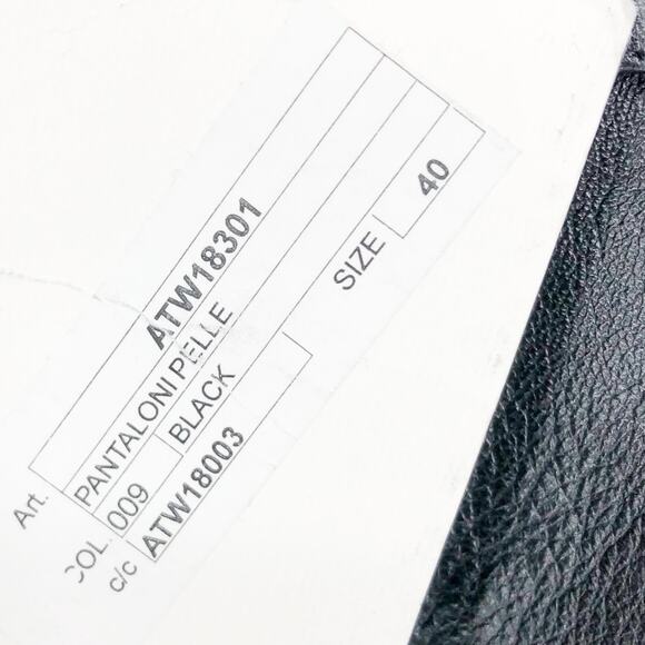 ATTICO Women's Leather Paper Bag Pants IT 40 US Small Black Tie Cuff Belted NWT - Picture 11 of 14